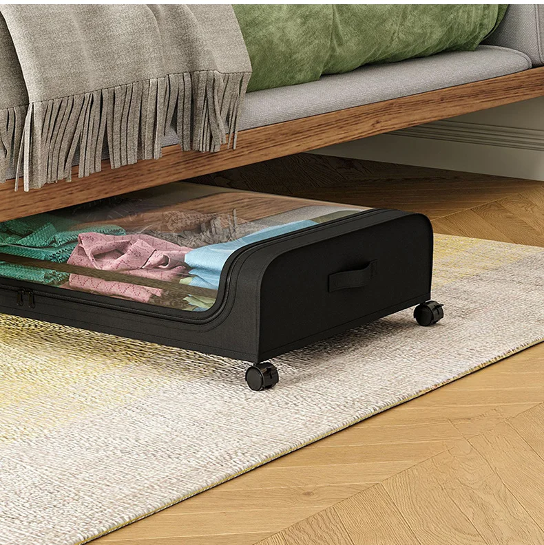 Curved storage box under the bed, with cover cloth cover, dustproof storage rack, simple clothes and shoes storage box under the bed_voghion.com