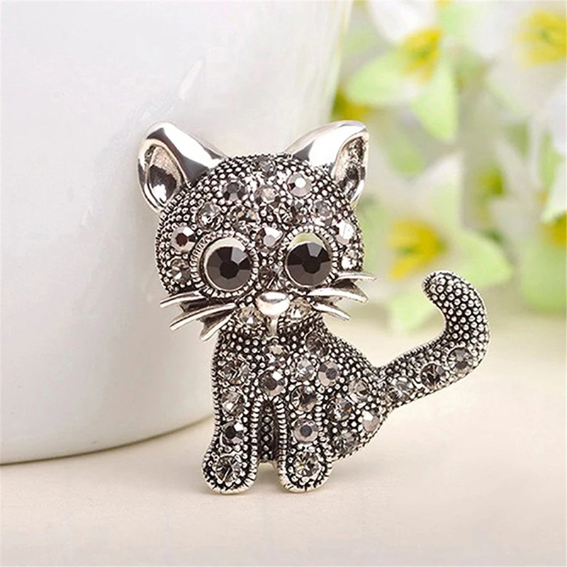 

Симпатичные черные маленькие броши в форме кошки для женщин аксессуары винтажная Классическая брошь значки детский подарок животное модный сплав