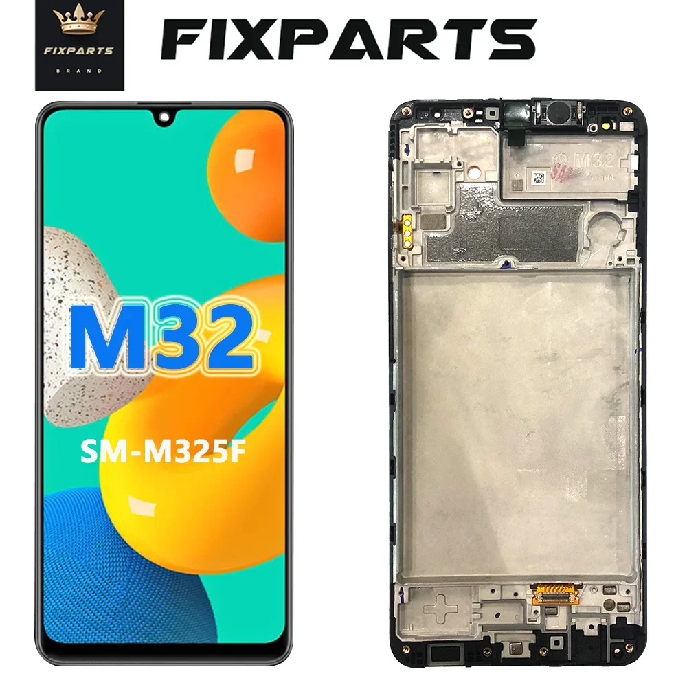 

6.4" Super AMOLED For Samsung Galaxy M32 M325F M325F/DS M325 LCD Display Touch Screen Digitizer Assembly Replacement With Frame