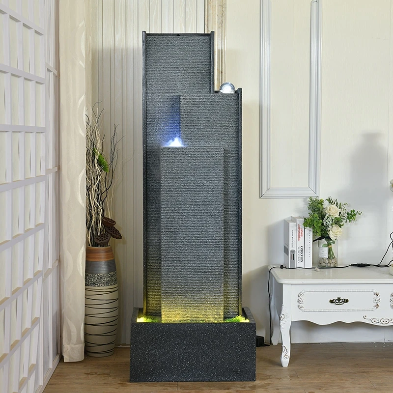 Simple And Modern Flowing Water Wall Stacked Water Fountain Indoor