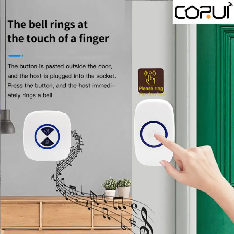 

CORUI Smart Home Portable Doorbell Security Protection Remote Intelligent Electronic EU/UK Doorbell 433MHZ Wireless Doorbell
