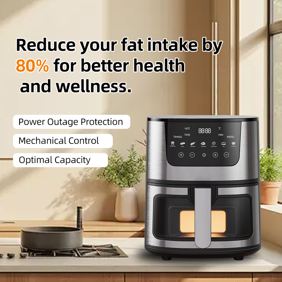 DIVEDEER 7L Household Visual Air Fryer - Large Capacity, Multifunctional, Stainless Steel Design for Home Use (Freidora Aire)