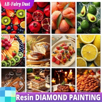 Résine fée poussière AB 5D bricolage nourriture diamant peinture fruits café pain plein mosaïque brodé paysage croix ensemble Art décor à la maison 1