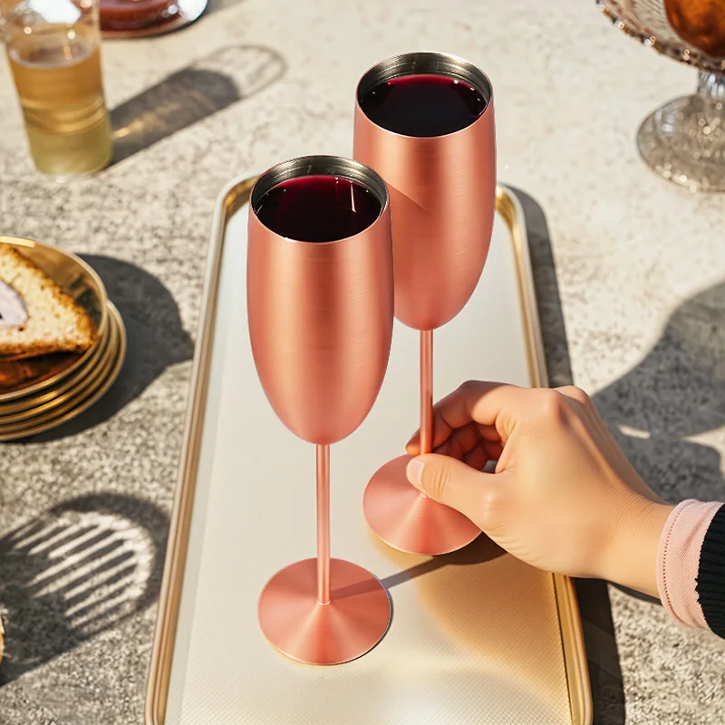 Luxury Matte Stainless Steel Champagne & Wine Glass 4