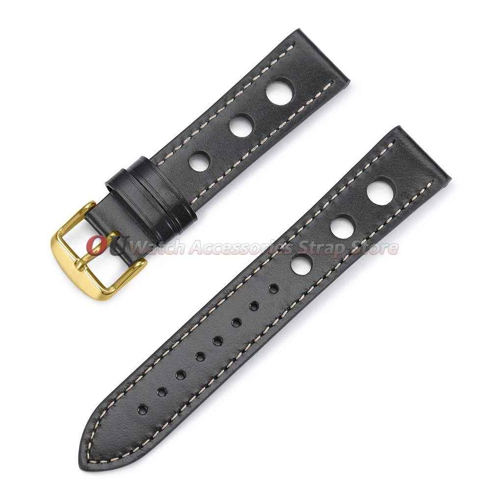 Vintage Leather Breathable Watch Strap - 20mm/22mm Cowhide Sport Bracelet