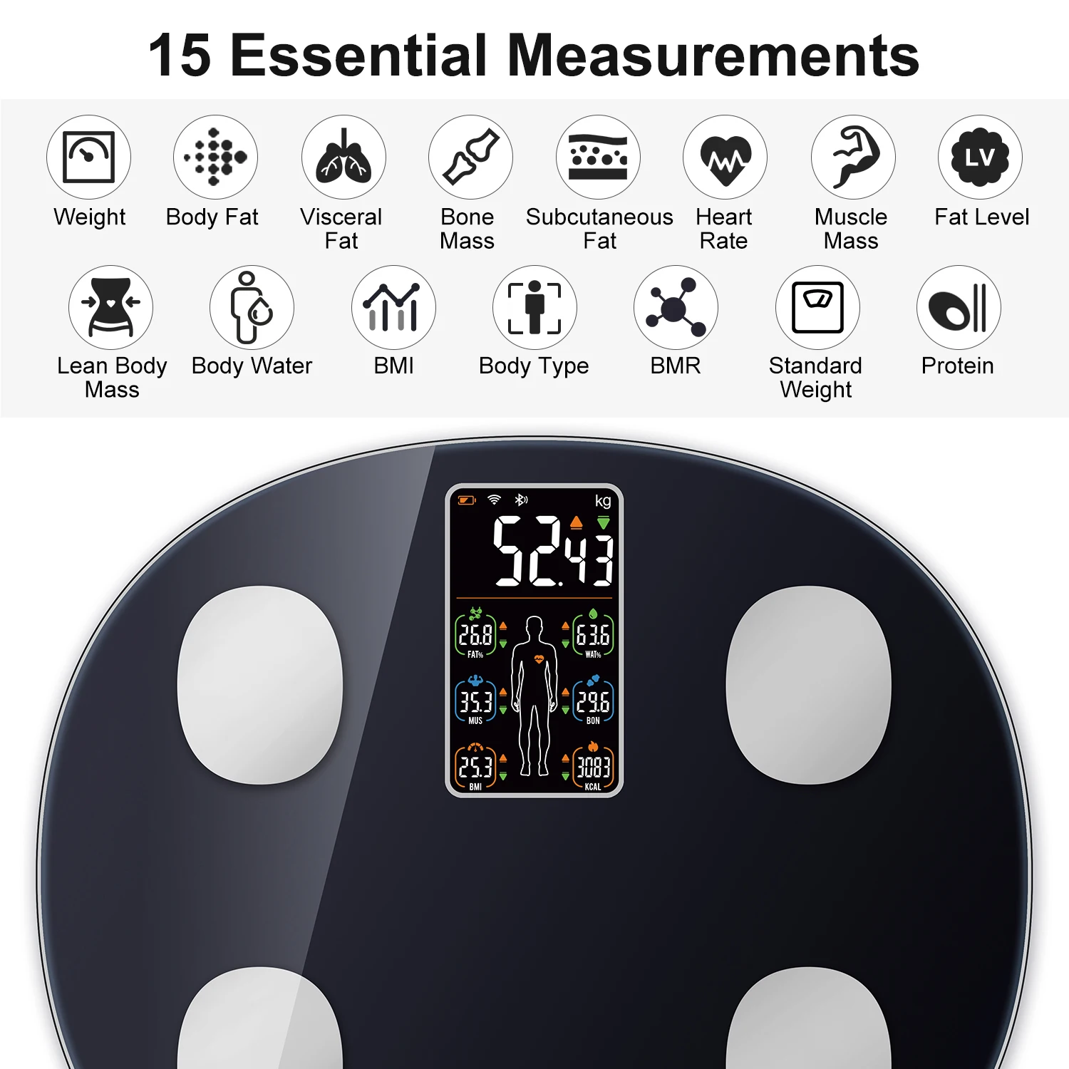 INSMART Body Weight Scale Balance Smart Scales with Screen Digital Scale for Body Weight Bmi Body Fat Bathroom Scales Bluetooth 2