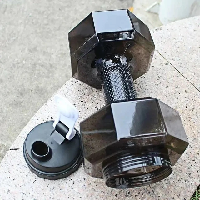 1pc 1500ml High Capacity Plastic Dumbbell Shaped Portable Water Bottle Creative Fitness Dumbbells Sport Bottle 5