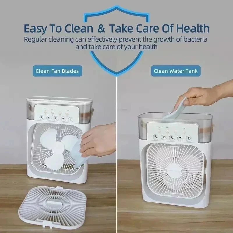 New 3 in 1 Portable Air Cooler, Mini Air Conditioner Fan with Humidifier & LED Night Light for Home Office 6