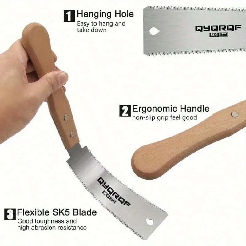 1PC 6 Inch Mini Hand Saw Japanese Pull Saw with Double Edges 15/17 TPI Flush Cut for Woodworking DIY Projects
