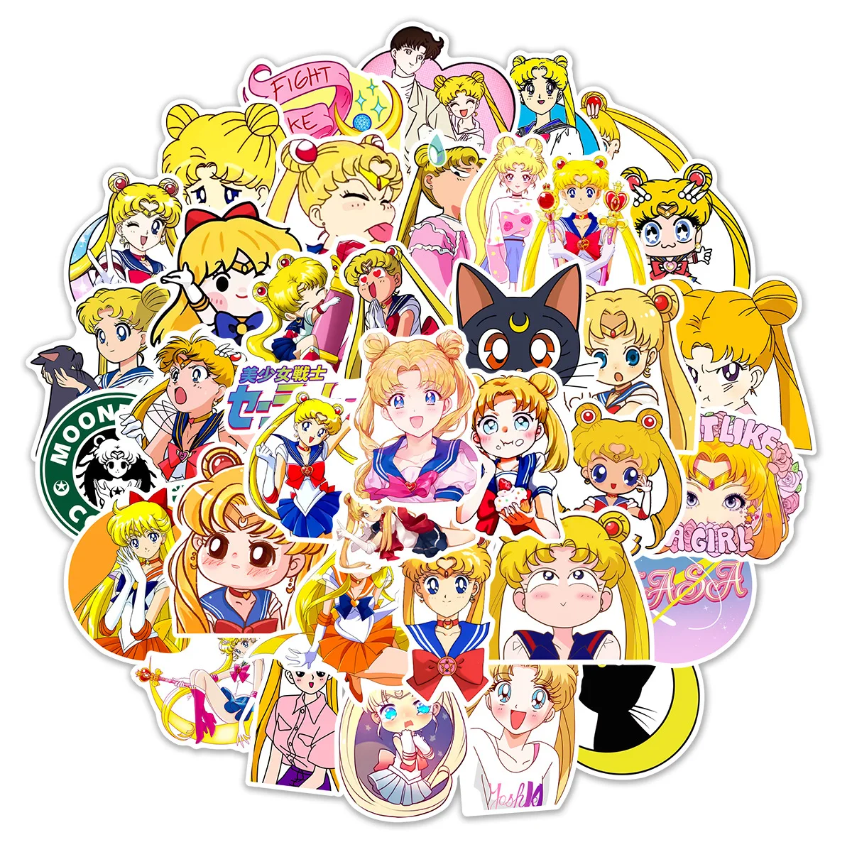 50 Stück Klassische Anime Sailor Moon Graffiti-Aufkleber Cartoon Niedliche Wasserbecher Notizbuch Roller Dekoration Wasserfeste Aufkleber Spielzeug Geschenk – Detail 10