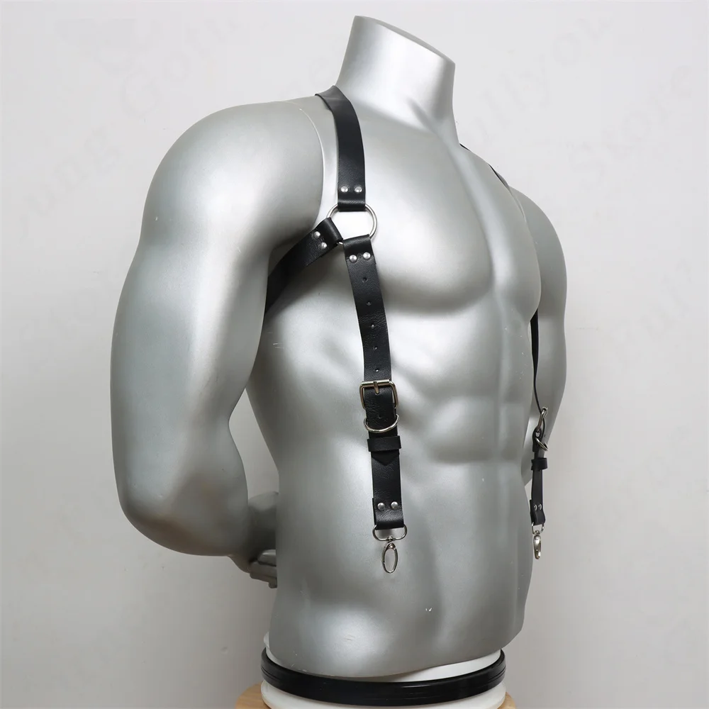 Men Harness Belts Fetish Gay Clothing for Sex Rave Sexual PULeather Chest Adjustable BDSM Gay Body Bondage Cage Harness Lingerie leather chest harness