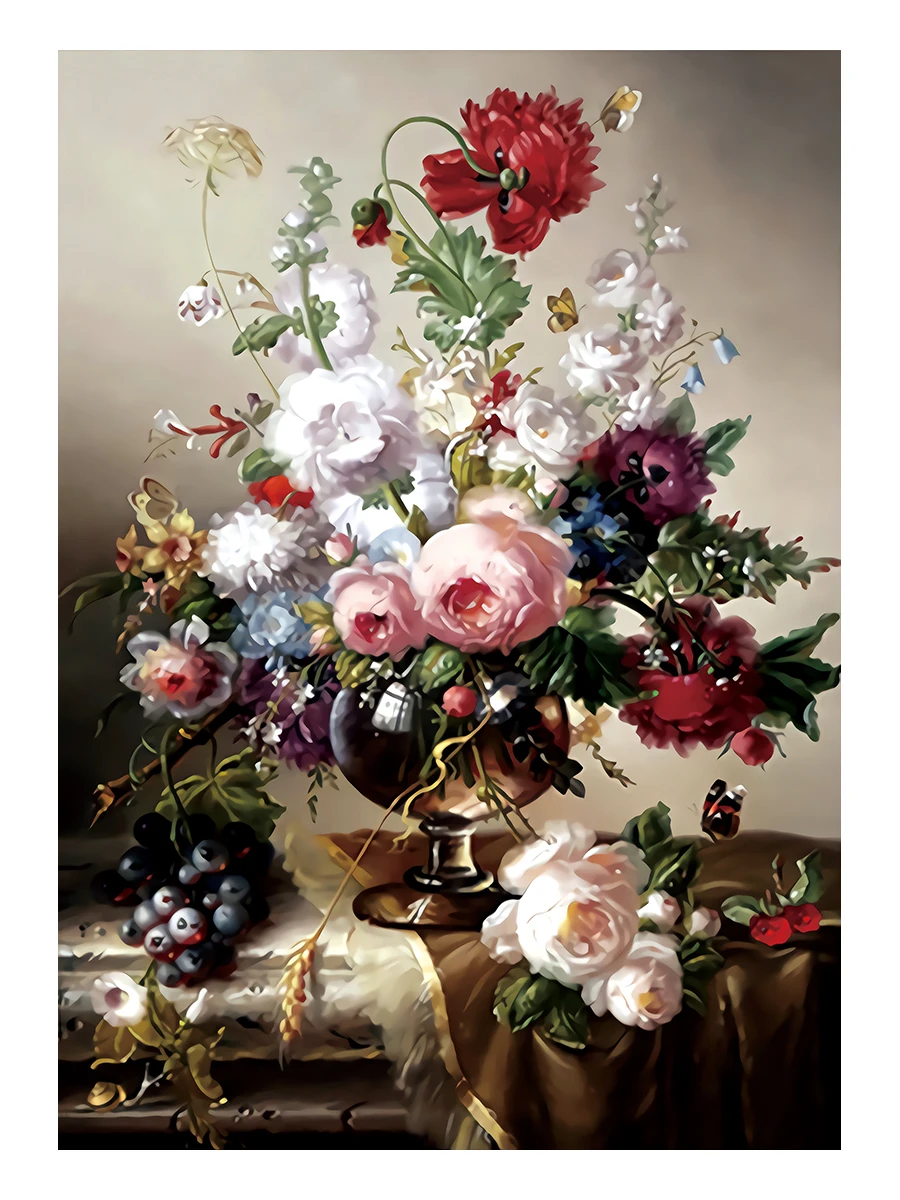 Cross Stitch Kit Flowers are Blooming DIY 11CT 9CT Cotton Thread Printed Embroidery Home Decoration