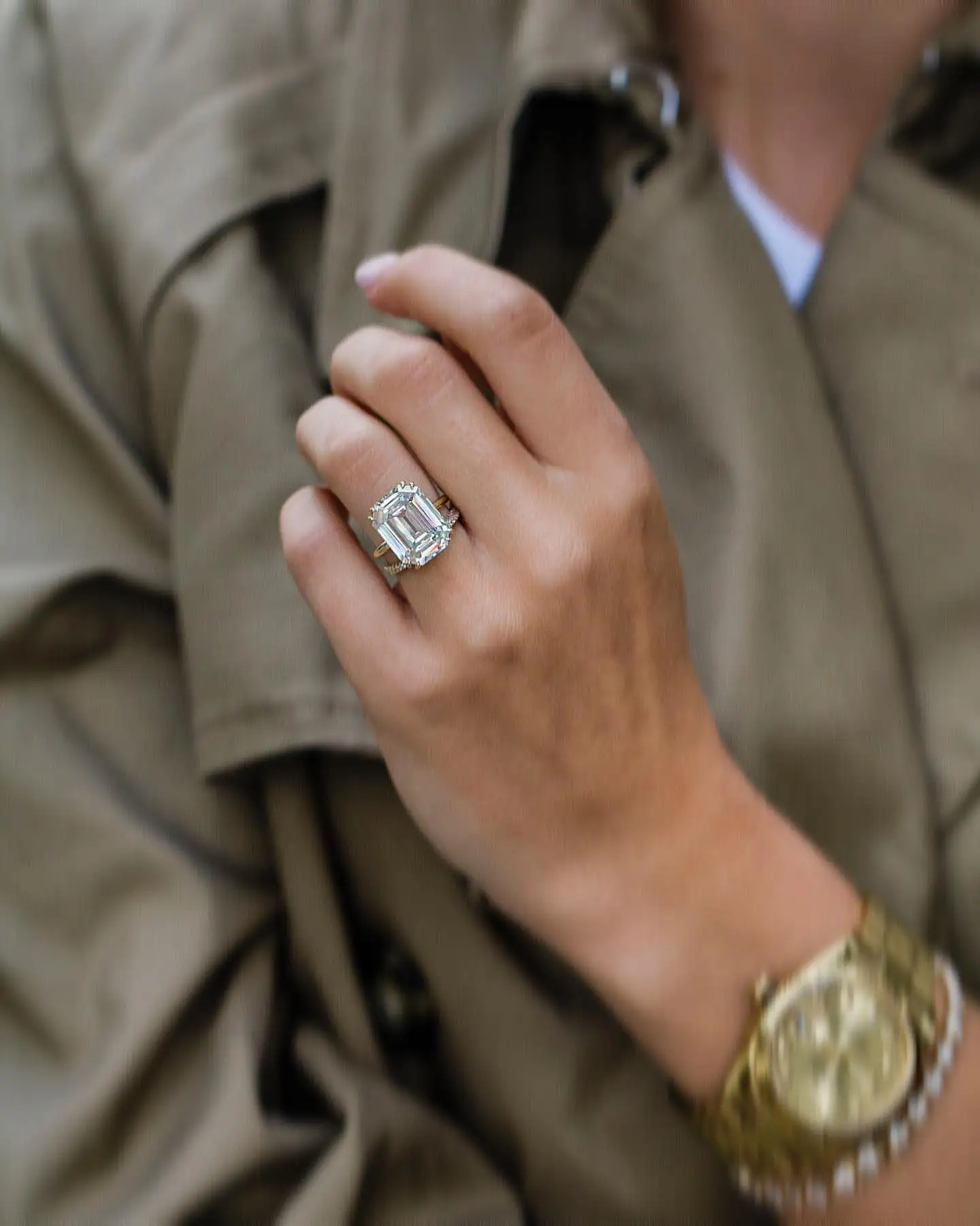 JOVOVASMILE 11 Carat Moissanite Ring Vintage 15x11mm