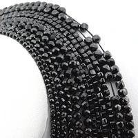 Natural Black Spinel Faceted Round / Cube / Rondelle Beads 2mm,3mm,4mm,1x2mm,2x3mm,Fine Jewelry Making 1