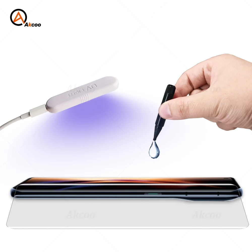 

Akcoo Screen Protector for OPPO Find X3 Pro UV Full Screen Glue Tempered Glass Film for oppo find x3 UV Glass