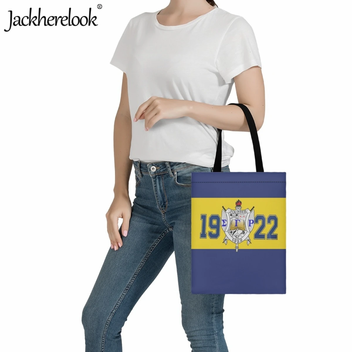 Jackherelook Sigma Gamma Rho Sorority borsa per la spesa ecologica da donna borsa classica in tela borsa a tracolla da viaggio Casual