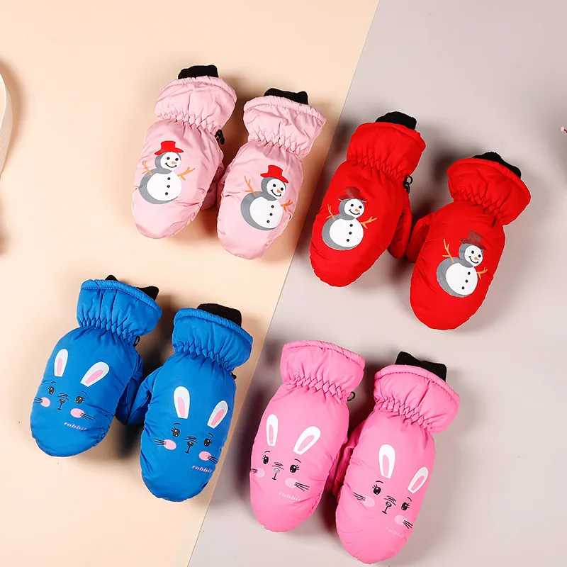Baby mittens Baby Kids Gloves Winter Warm Thick Windproof Cartoon Pattern Full Finger Mittens For Children Toddler Boys Girls 2-5 Years Old