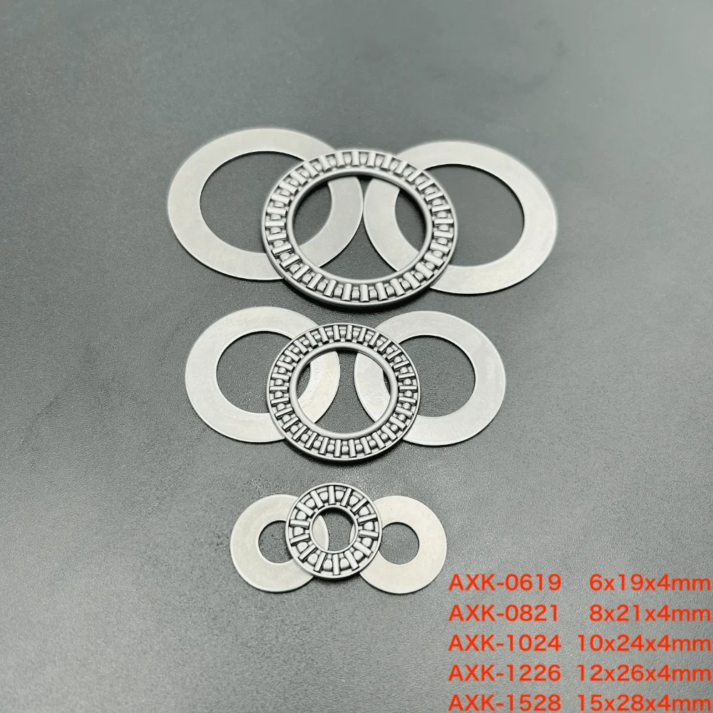 Thrust Needle Roller Bearing With Two Washer 5 Sets AXK0619+2AS AXK0821+2AS AXK1024+2AS AXK1226+2AS AXK1528+2AS 3-in-1