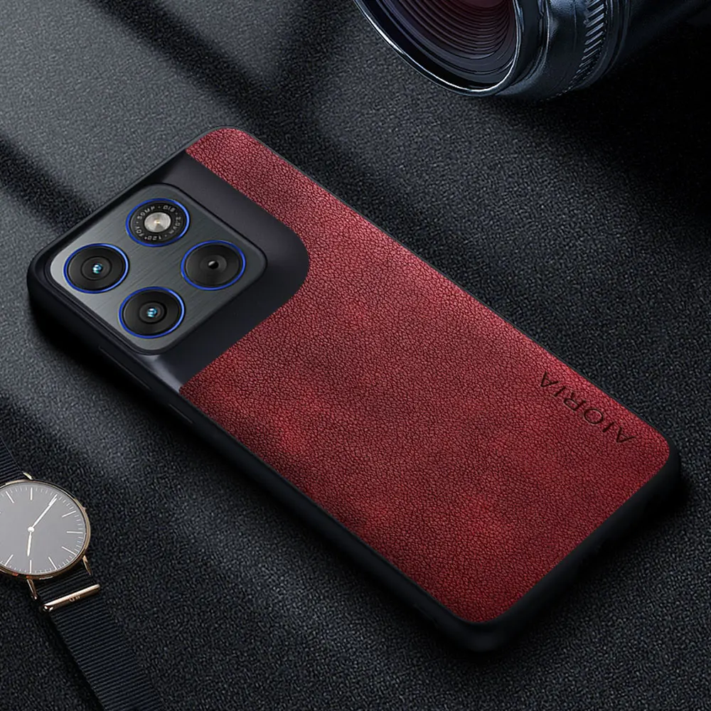 Premium Luxury Leather Phone Case - Retro Business Style Solid Color Cover