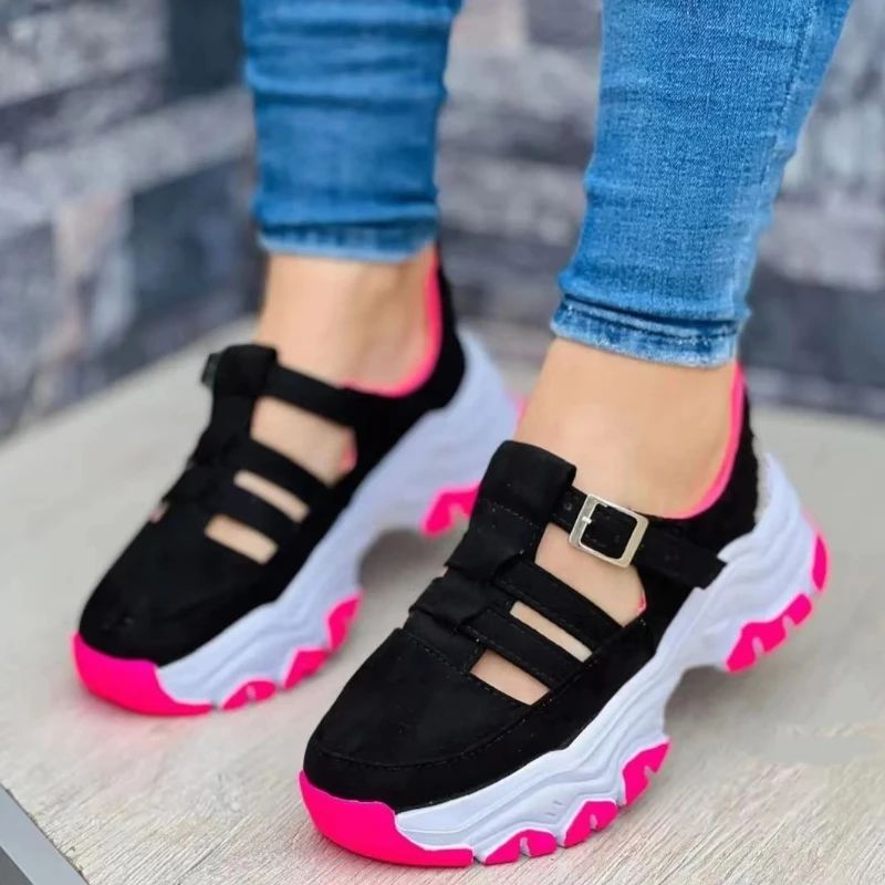New Thick-soled Women's Sports Shoes Fashion Casual Comfortable Slip-on Flat Shoes Women's Heightening Vulcanized women shoes women sneakers