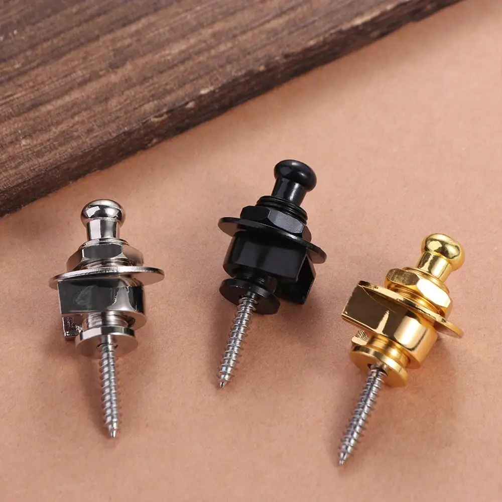 Round Head Electric Guitar Strap Locks Alloy Guitar Tail Nail Strap Button Golden Black Skidproof Round Head Straplocks