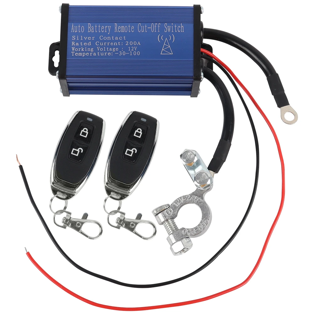 Car Battery Disconnect Isolator Cut-Off Switch Relay W/ Wireless Remote Control 1 Pcs Car switch/2 Pcs remote control