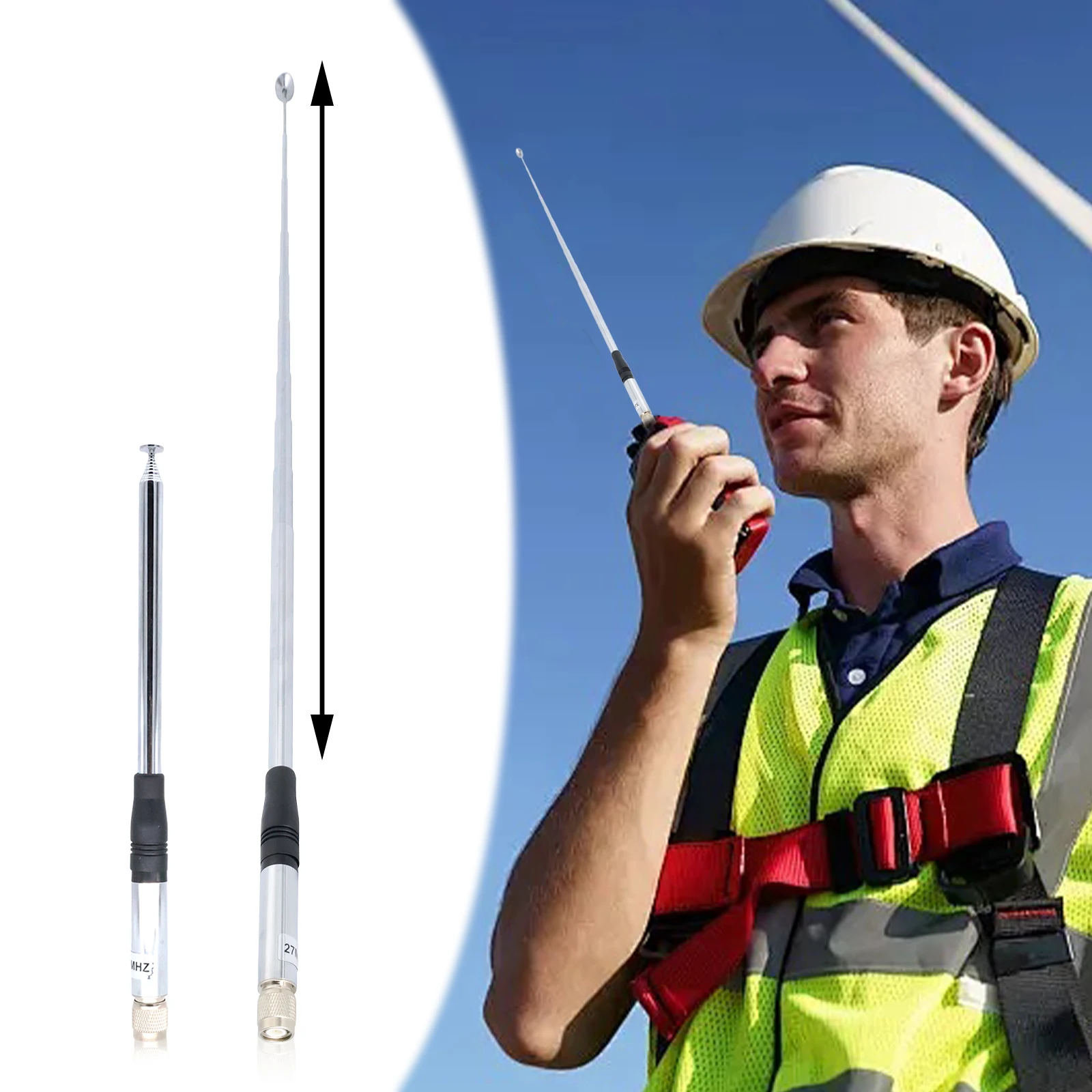 27Mhz 9-Inch To 51-inch Telescopic/Rod Antennas TNC Connector Aerial Telescopic Antenna for CB Handheld/Portable Radio