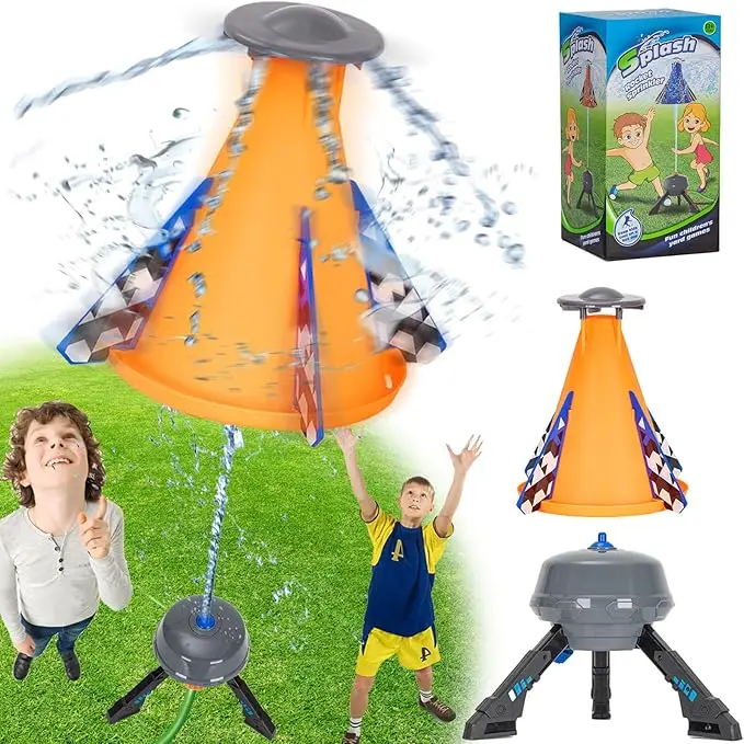 Outdoor Sprinkler for Kids, Launch Water Rocket Toy, Water Spray Rocket Launcher for Outside Yard Play Summer, Splashin 4