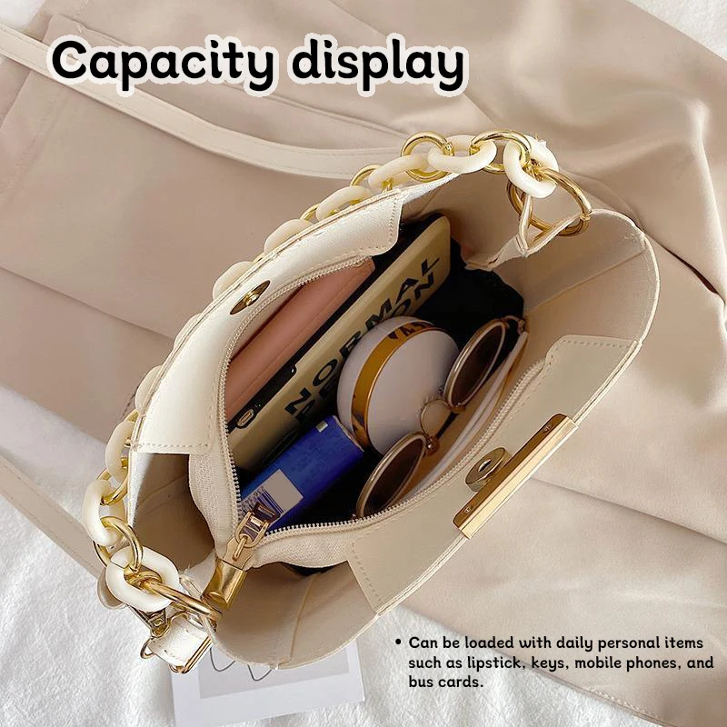 Women's bag Commuting leather single shoulder bucket bag senior Designer style Handbag woman chain Simple versatile New