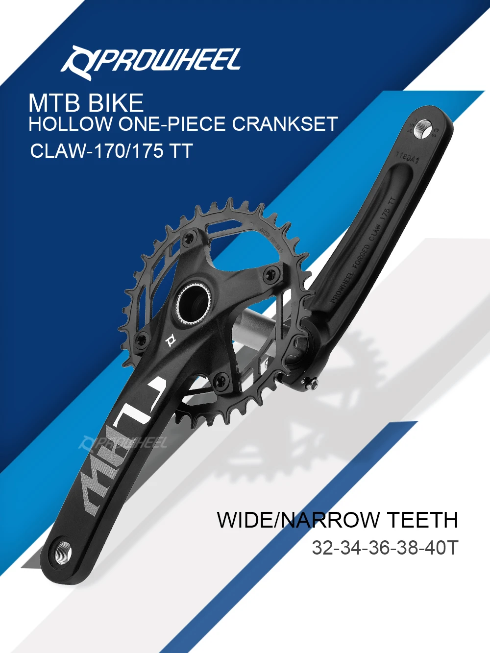 Description Picture 2 of itemProwheel CLAW MTB Crankset 104BCD 170/175MM Round Hole Crank Arms for Bicycle Connecting Rods System 32/34/36/38/40T Chainrings