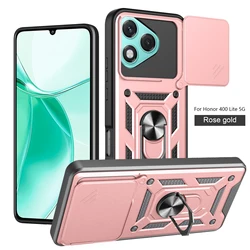 Durable Protective Phone Shell with Magnetic Ring and Camera Guard - HONOR 400 (Pink)