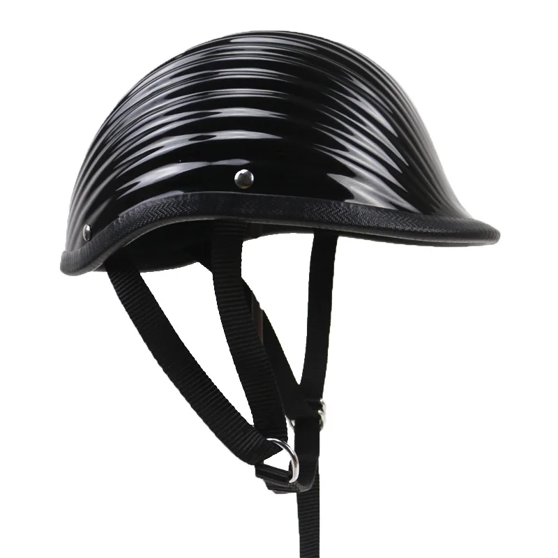 Tt & Cocascos Casco Moto Nero Lucido Casco Mezza Faccia Casco Moto Vintage Moto Scooter Chopper Casco Vespa