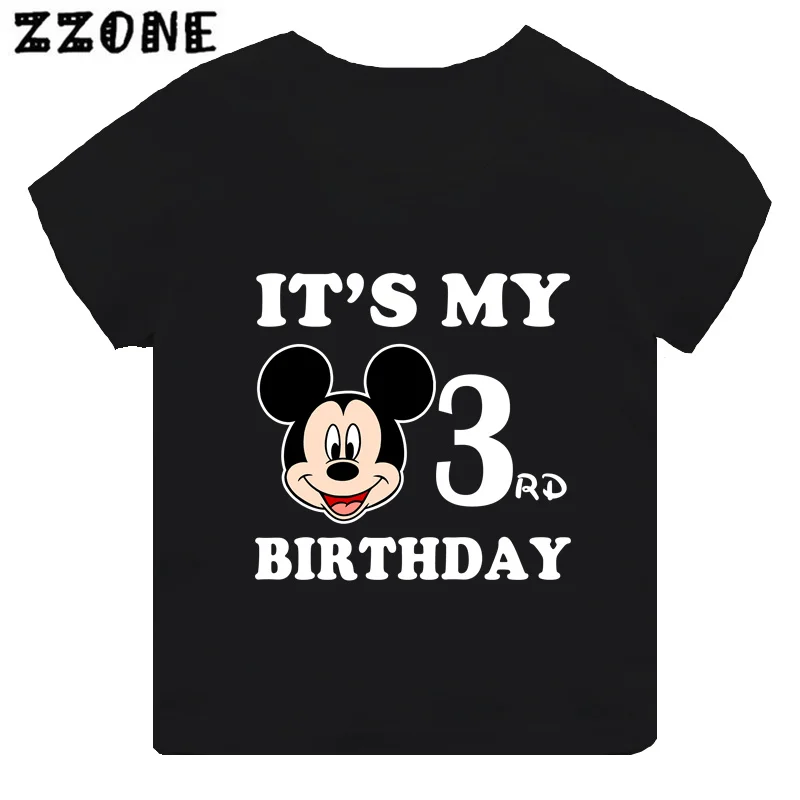 children's age t shirt	 Disney Mickey Mouse Graphic Kids Clothes It's My 1 2 3 4 5 6 7 8 9 Years Birthday Boys Girls T shirt Cute Baby Children T-Shirts t-shirt for kid girl Tops & Tees