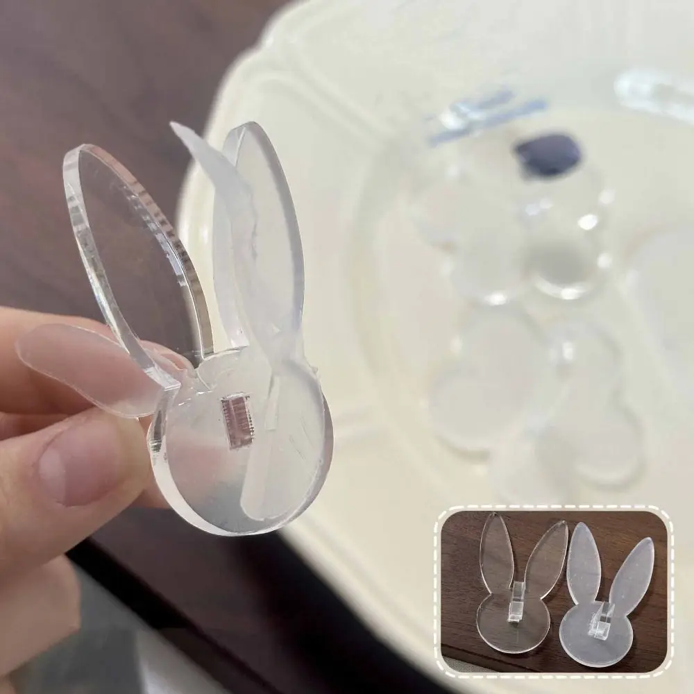 6Pcs Firmly Transparent Acrylic Nail Holder Heart Shape Flower Nail Art Display Rack Tools Rabbit Nail Showing Shelves Training