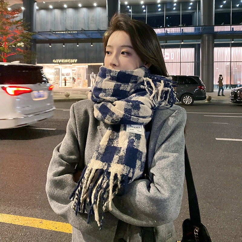 

Women's Fashion Long Shawl Scarf, Big Grid Winter Warm Lattice Large Scarf, Personal Decoration, Gift for Women Girl