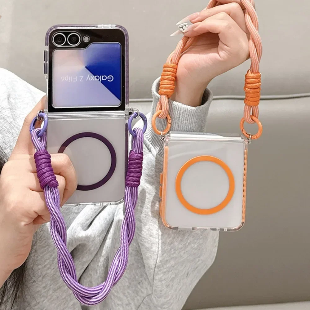 Magnetic Phone Case with Wrist Strap - Transparent Cover