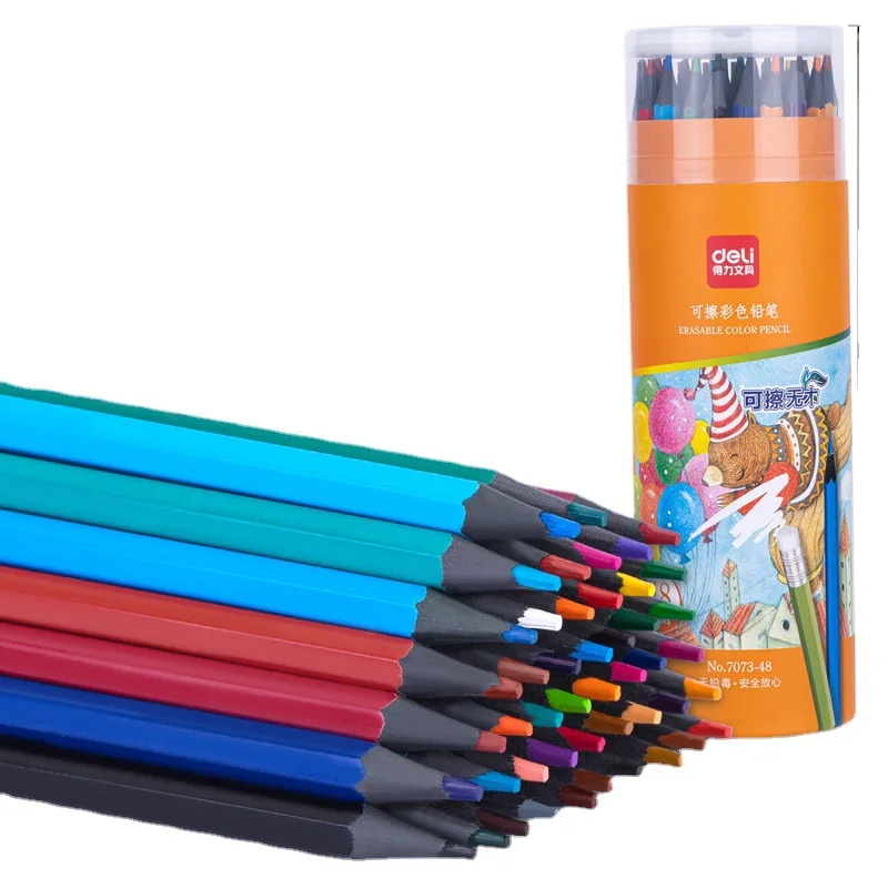 24/36/48 Set di matite colorate cancellabili 2B penna carbone studenti per  bambini pittura colorazione testa di cancelleria con gomma