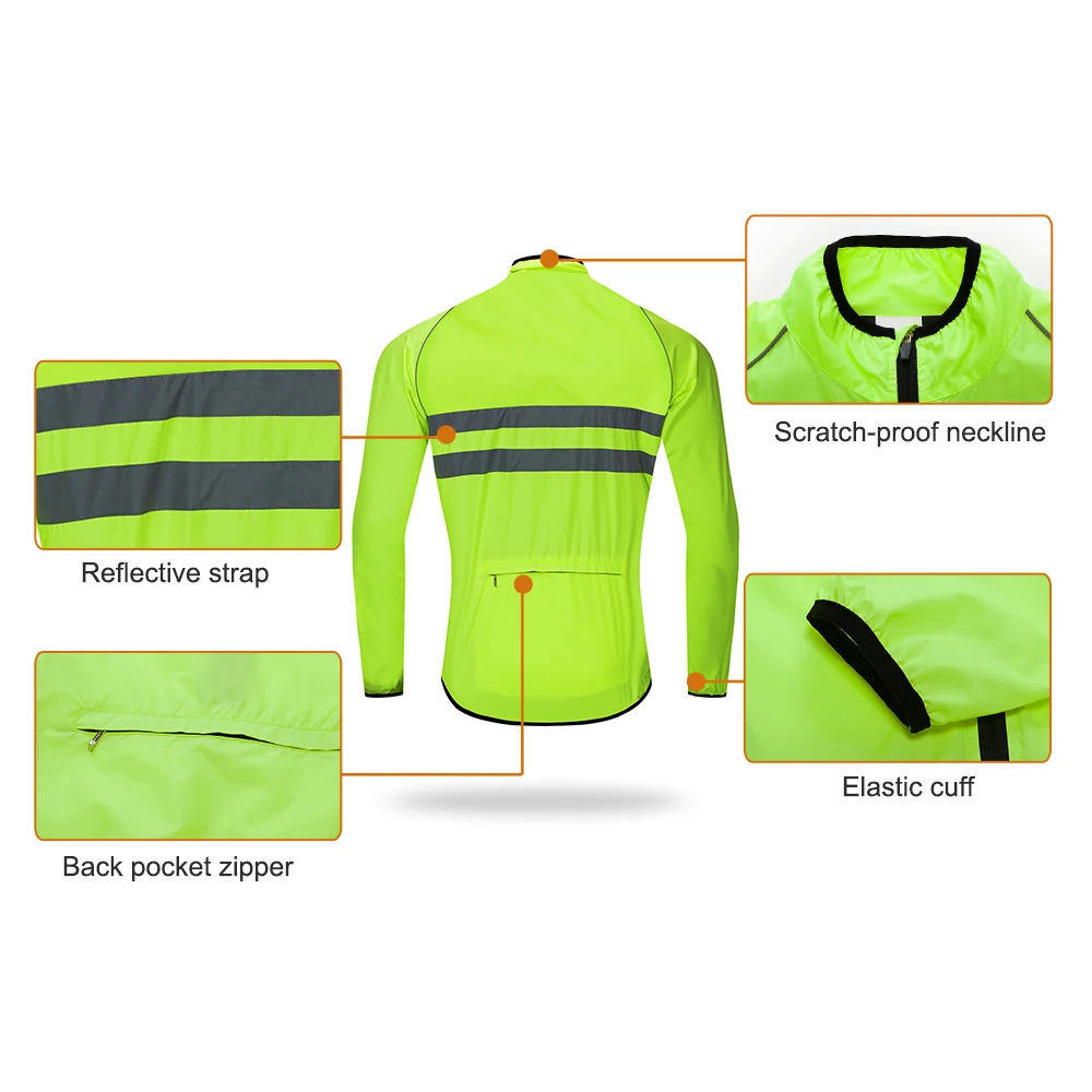 WOSAWE Wind Jacket Lightweight Cycling Windbreaker Windproof Bike Jacket Water Resistant Long Sleeve Jersey Wind Coat Vest cycling jacket cycling clothes