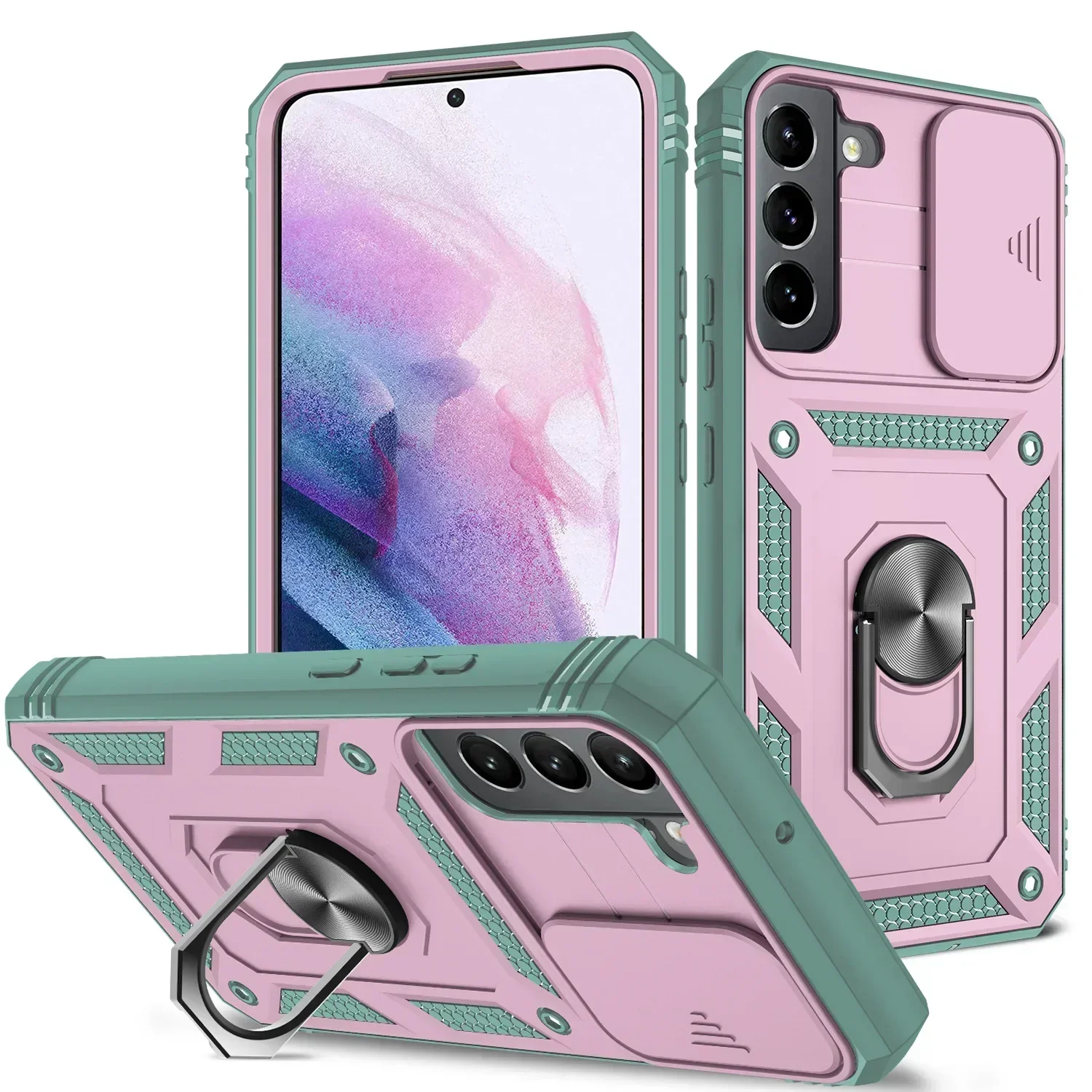 Heavy Duty Shockproof Case with 360° Rotating Kickstand and Camera Protection