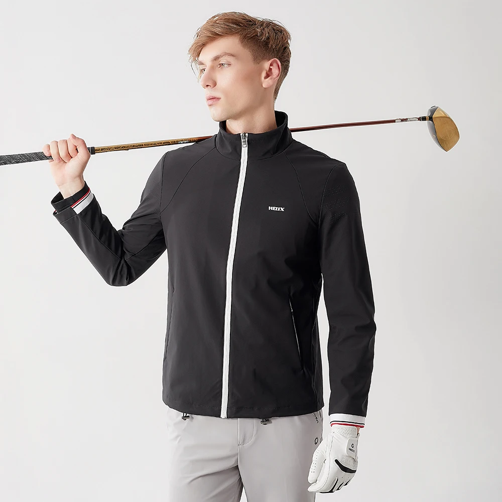 HELIX Men's Stand Collar Woven Jacket for Travel Hiking Running Fishing
