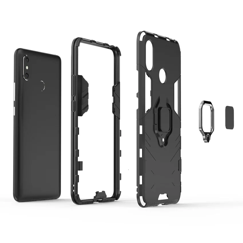 Hybrid Shockproof Case with Magnetic Car Holder and Kickstand in Soft Bumper Design