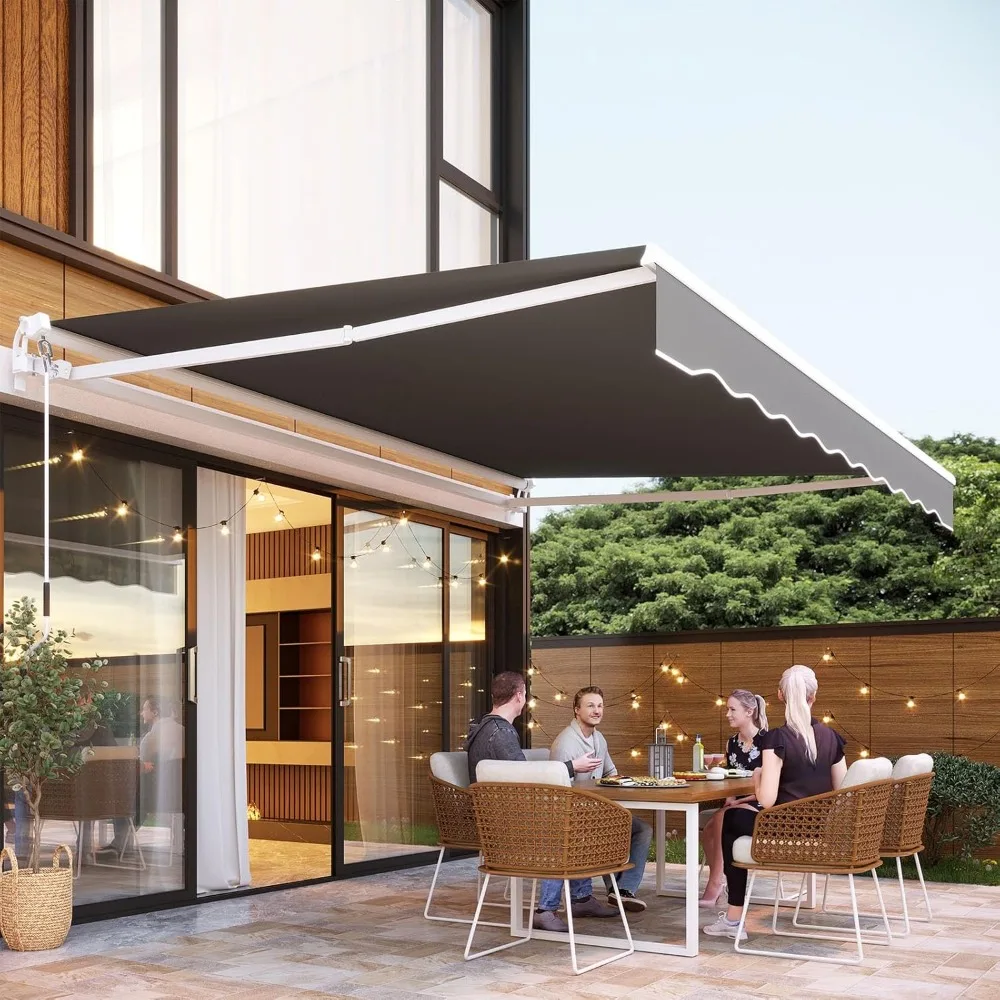 Awnings for Patio, 13'x9.8' Retractable Awning Cover Sun Shade Shelter, 280g/m² Premium Polyester with PU Coating Fabric 6