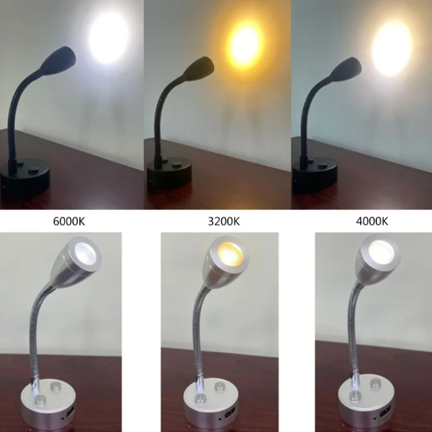 12V 24V RV Boat LED Reading Light Flexible Touch Switch Wall Lamp with USB Charger Port for Motorhome Yacht Cabin Home Use rv lamp
