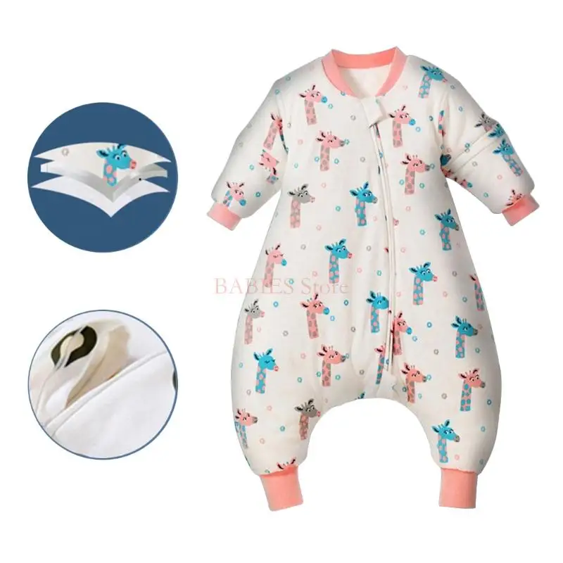 C9GB Baby Split Legged Sleepsack Removable Sleeves Designed Sleep Sacks Breathable Children's Sleeping Bag Anti-kick Quilt