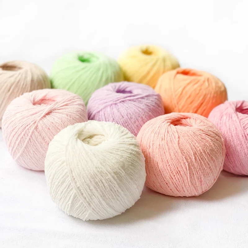 2mm Fluffy Cotton Fine Chenille Matte 50g DIY Hand Crochet Doll Knitting Doll Edelweiss Gold Velvet Wool Knitting Sweater Shoes 2