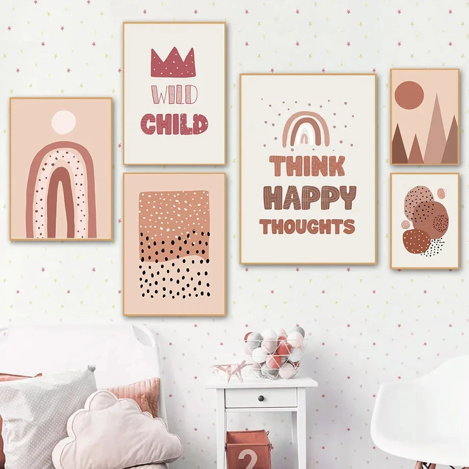 

Mountain Rainbow Crown Child Quote Nursery Wall Art Canvas Painting Nordic Posters And Prints Wall Pictures Baby Kids Room Decor
