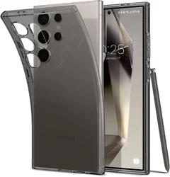 Premium Ultra-Thin Transparent Silicone Back Cover - Luxury Soft TPU Case for S22 PLUS (Transparent Black)
