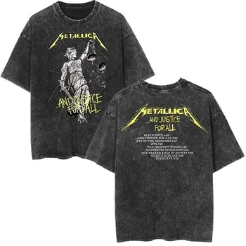 Metallica Rock Band Themed T-shirt — 2026 Retro Y2K Style, High-end Luxury Vintage Washed | Unisex Tops for Men and Women