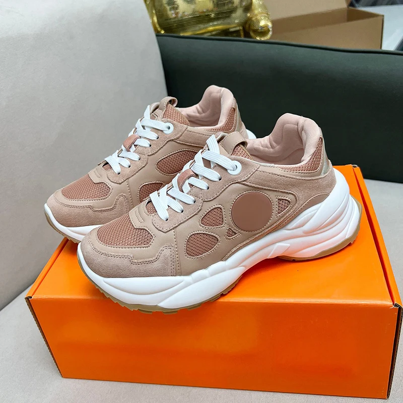 

Women's Sneakers Spring 2024 New Round Toe Height Increasing Ladies Leisure Shoes Comfort Foot Feel Thick Bottom Casual Shoes