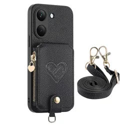 Elegant Leather Wallet Phone Case with Zipper & Card Holder - Includes Lanyard for Honor Magic 8 Lite (SD0930)
